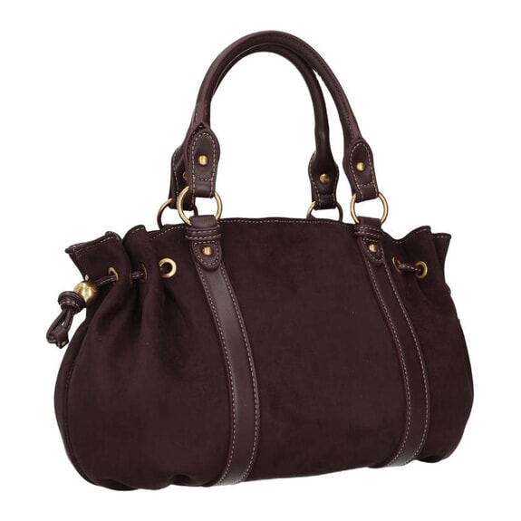 GINESA Sac &agrave; main avec bandouli&egrave;re aubergine rouge - Sacs pour Femme