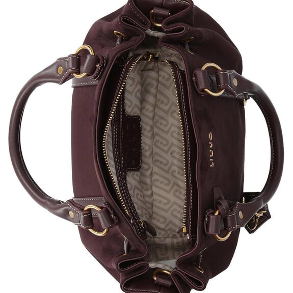 GINESA Sac &agrave; main avec bandouli&egrave;re aubergine rouge - Sacs pour Femme