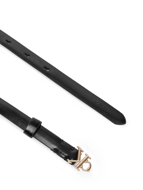 ROUND CK BUCKLE ceinture en cuir noir / or clair antique - Ceintures