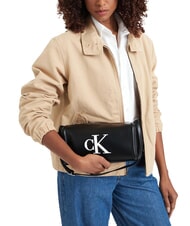 CALVIN KLEIN BOLD CK Sac &agrave; main avec bandouli&egrave;re noir et blanc - Sacs pour Femme - 2