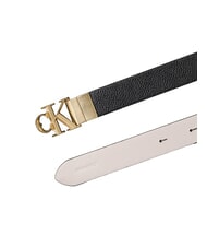CALVIN KLEIN CK HARDWARE Ceinture r&eacute;versible en cuir noir / ch&acirc;teau antique lumi&egrave;re - Ceintures - 3