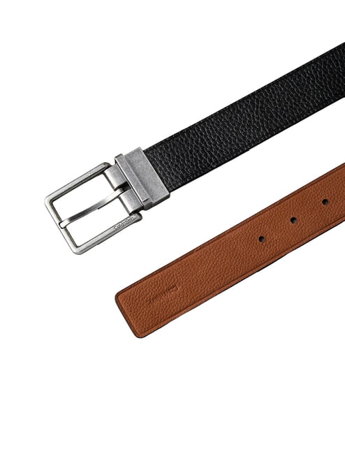 WARMTH BUCKLE ceinture en cuir noir/ck brun fonc&eacute;/antique s - Ceintures