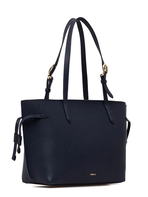 AVA Sac cabas moyen en cuir bleu encre + bleu encre int&eacute;rieur. - Sacs pour Femme