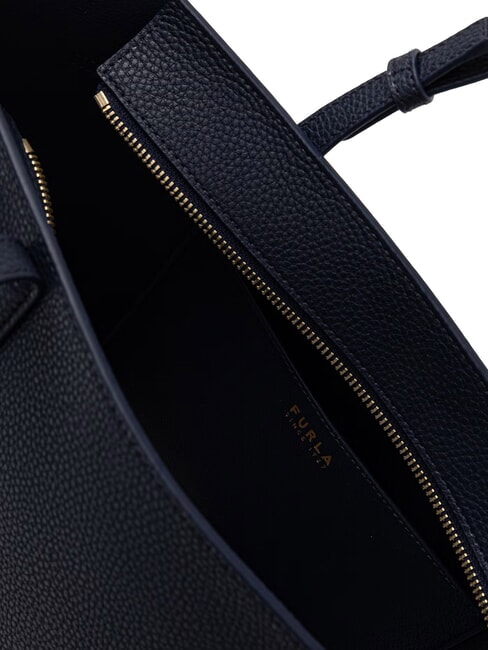 AVA Sac cabas moyen en cuir bleu encre + bleu encre int&eacute;rieur. - Sacs pour Femme