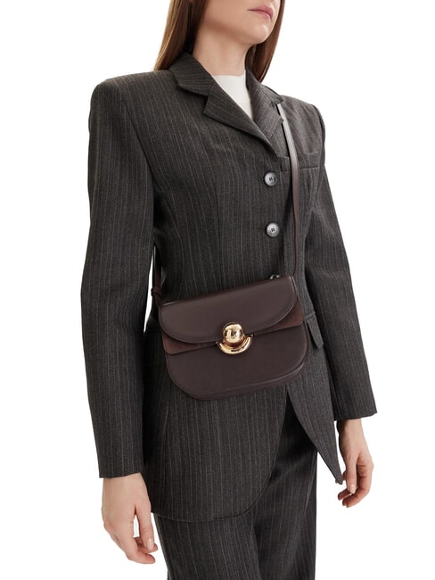 SFERA Mini sac bandouli&egrave;re en cuir chocolat - Sacs pour Femme