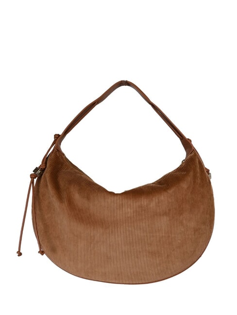 THESS CORDUROY Sac bandouli&egrave;re maxi Cognac - Sacs pour Femme