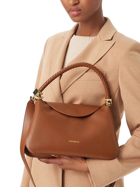 TIGGY Sac &agrave; main avec bandouli&egrave;re Cognac - Sacs pour Femme