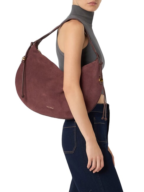 THESS SUEDE BIM Sac bandouli&egrave;re maxi en cuir baie - Sacs pour Femme