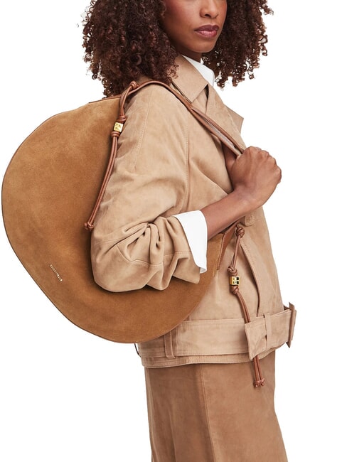 THESS SUEDE BIM Sac bandouli&egrave;re maxi en cuir Cognac - Sacs pour Femme