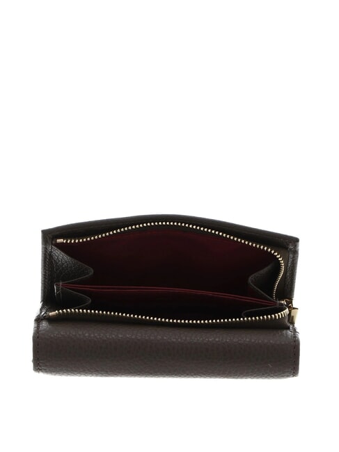 METALLIC SOFT Portefeuille &agrave; deux volets en cuir martel&eacute; boue - Portefeuilles Femme