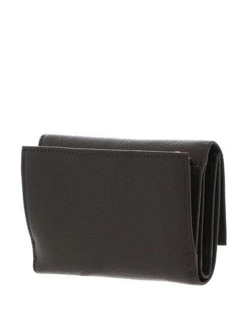 METALLIC SOFT Portefeuille &agrave; deux volets en cuir martel&eacute; boue - Portefeuilles Femme