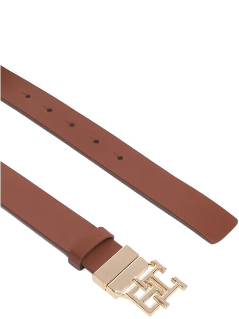 TH LOGO Ceinture r&eacute;versible en cuir avec monogramme cognac noir mono/hiver - Ceintures