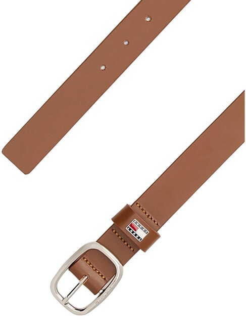 TOMMY JEANS OVAL  Ceinture en cuir raccourcissable Cognac - Ceintures