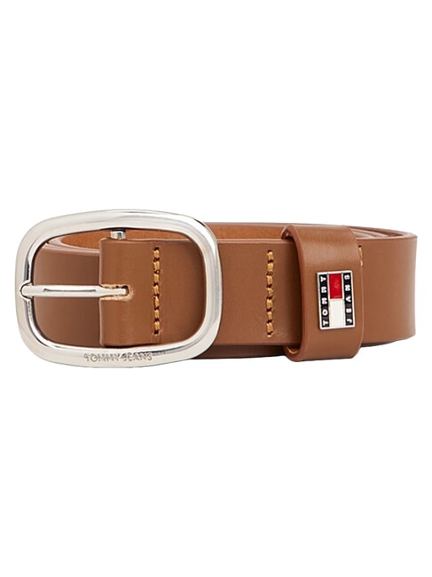 TOMMY JEANS OVAL  Ceinture en cuir raccourcissable Cognac - Ceintures