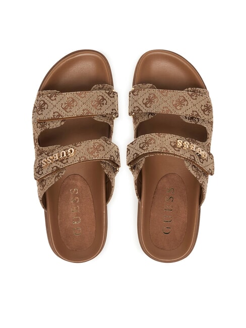 FAXON2 Sandales compens&eacute;es de 6,5 cm Beige / Marron - Chaussures Femme