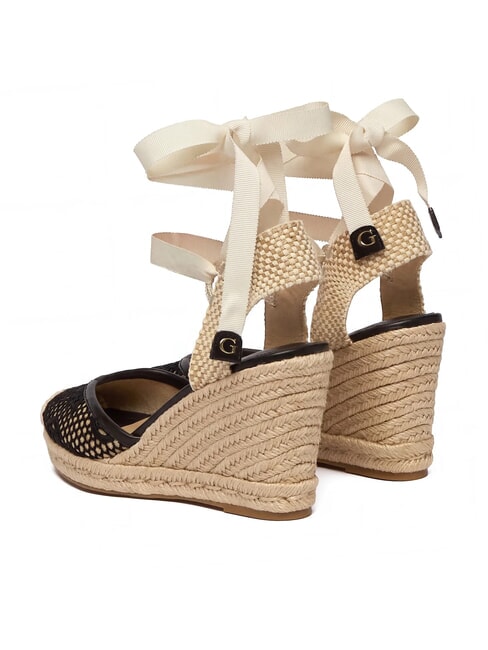 CHEYIN Sandales espadrilles &agrave; talon de 10 cm noir naturel - Chaussures Femme