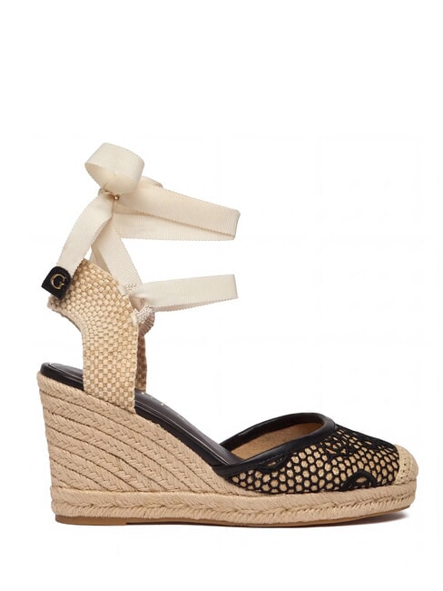 CHEYIN Sandales espadrilles &agrave; talon de 10 cm noir naturel - Chaussures Femme