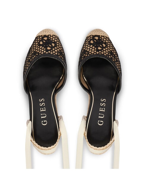 CHEYIN Sandales espadrilles &agrave; talon de 10 cm noir naturel - Chaussures Femme