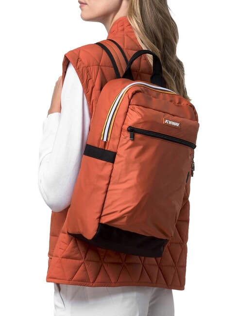 MID LAON Sac &agrave; dos en nylon d&eacute;perlant brun orang&eacute; - Sacs &agrave; dos pour l'&Eacute;cole & les Loisirs