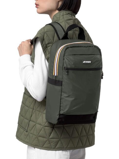 MID LAON Sac &agrave; dos en nylon d&eacute;perlant vert noir&acirc;tre - Sacs &agrave; dos pour l'&Eacute;cole & les Loisirs