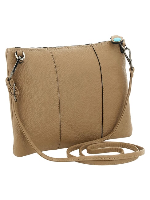 BEYONCE Pochette en cuir de taille moyenne avec bandouli&egrave;re cappuccino - Sacs pour Femme