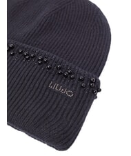 LIUJO PERLE Bonnet tricot&eacute; orn&eacute; de perles NOIR - Bonnets - 3