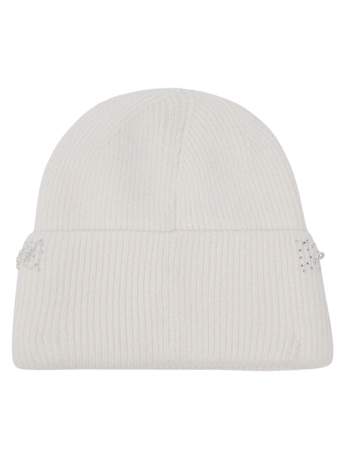 PERLE Bonnet tricot&eacute; orn&eacute; de perles cr&egrave;me blanche - Bonnets