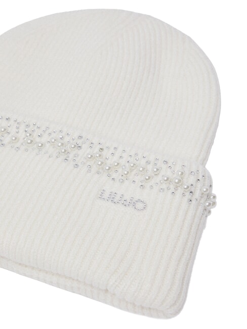 PERLE Bonnet tricot&eacute; orn&eacute; de perles cr&egrave;me blanche - Bonnets