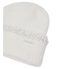 LIUJO PERLE Bonnet tricot&eacute; orn&eacute; de perles cr&egrave;me blanche - Bonnets - 3