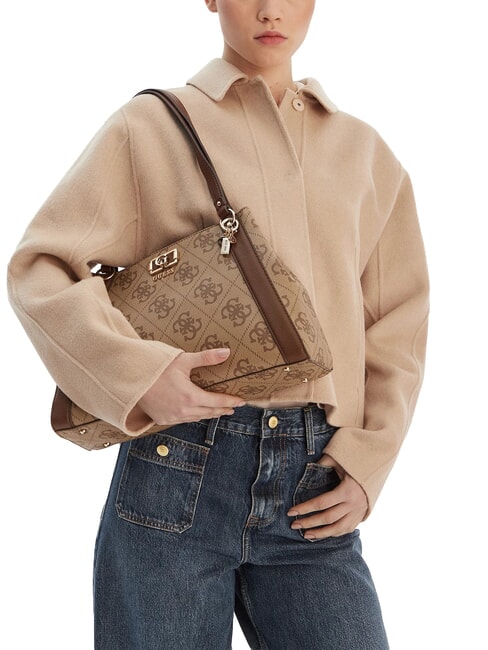 KARNILLA sac bandouli&egrave;re logo latte / marron - Sacs pour Femme