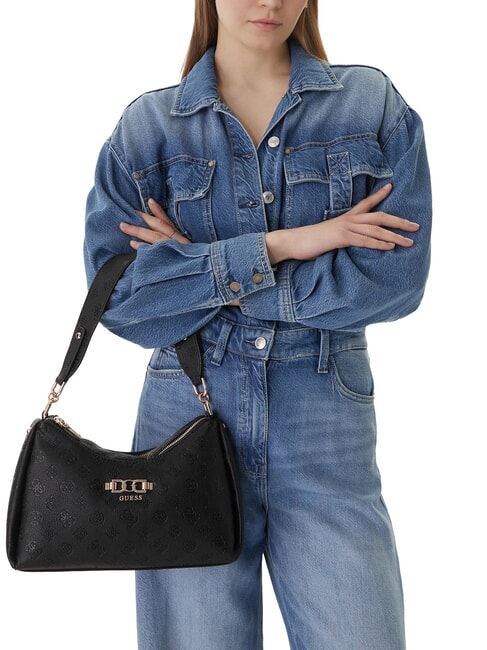 ANISE sac bandouli&egrave;re logo noir - Sacs pour Femme