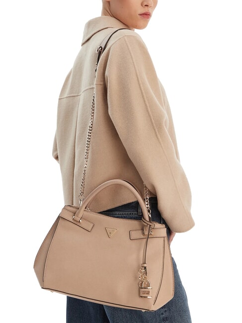 SERENOVA Sac &agrave; main avec bandouli&egrave;re moka p&acirc;le - Sacs pour Femme