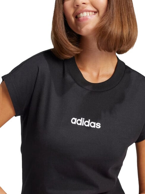LINEAR T-shirt &agrave; manches courtes, pur coton noir - T-shirt