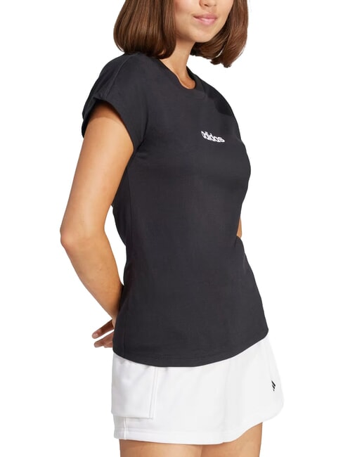 LINEAR T-shirt &agrave; manches courtes, pur coton noir - T-shirt