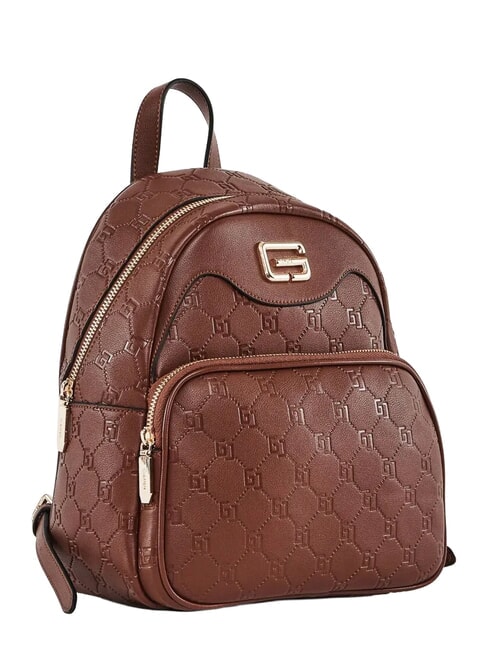 LEA Sac &agrave; dos avec inscription GJ en relief MARRON - Sacs pour Femme
