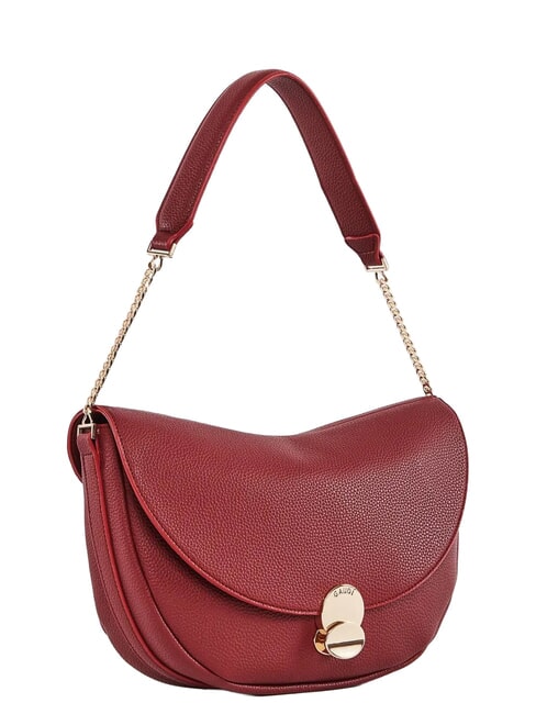 EVELYN Sac bandouli&egrave;re avec logo en m&eacute;tal ROUGE - Sacs pour Femme