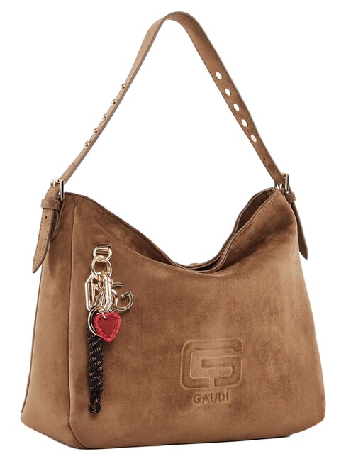 GRETA SUEDE Sac bandouli&egrave;re avec breloque sable - Sacs pour Femme