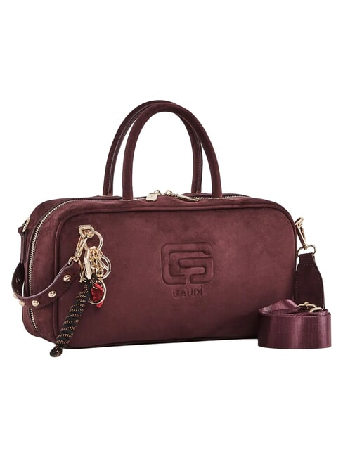 GRETA SUEDE Sac &agrave; main avec bandouli&egrave;re et breloque Bourgogne - Sacs pour Femme