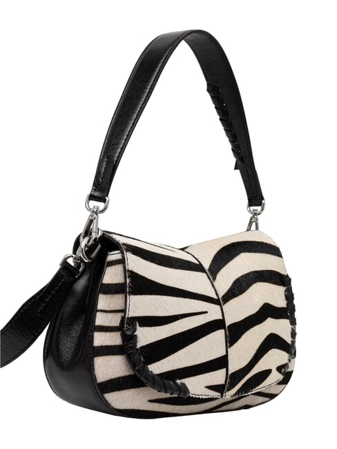 HELENA ROUND Sac &agrave; main en cuir avec bandouli&egrave;re z&egrave;bre noir et blanc - Sacs pour Femme