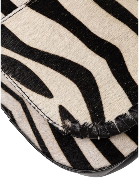 HELENA ROUND Sac &agrave; main en cuir avec bandouli&egrave;re z&egrave;bre noir et blanc - Sacs pour Femme