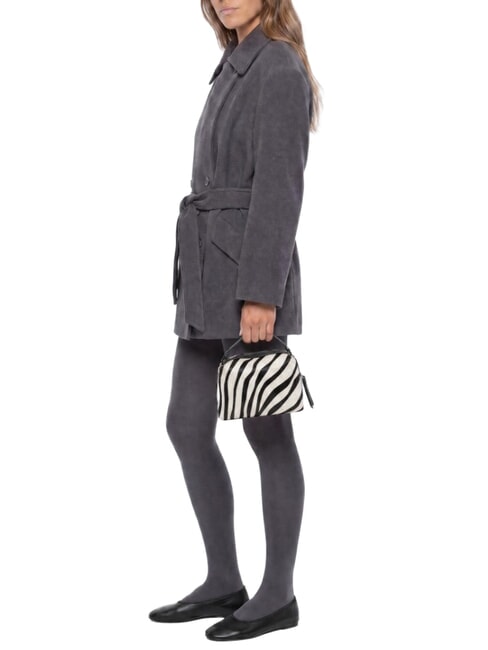 ALIFA Sac bandouli&egrave;re en cuir, avec bandouli&egrave;re z&egrave;bre noir et blanc - Sacs pour Femme