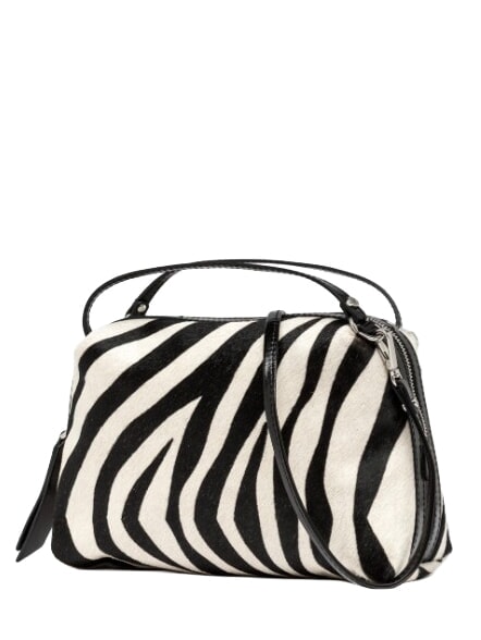 ALIFA Sac bandouli&egrave;re en cuir, avec bandouli&egrave;re z&egrave;bre noir et blanc - Sacs pour Femme