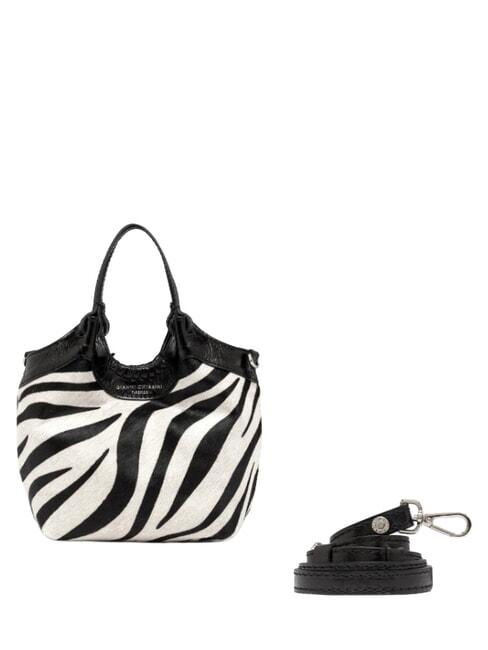 ALIFA Sac bandouli&egrave;re en cuir, avec bandouli&egrave;re z&egrave;bre noir et blanc - Sacs pour Femme