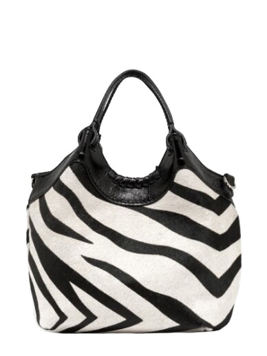 ALIFA Sac bandouli&egrave;re en cuir, avec bandouli&egrave;re z&egrave;bre noir et blanc - Sacs pour Femme