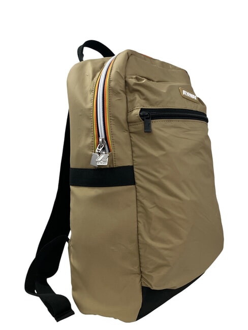 MID LAON Sac &agrave; dos en nylon d&eacute;perlant beige kaki - Sacs &agrave; dos pour l'&Eacute;cole & les Loisirs