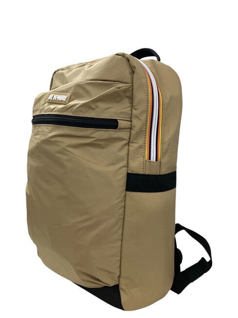 MID LAON Sac &agrave; dos en nylon d&eacute;perlant beige kaki - Sacs &agrave; dos pour l'&Eacute;cole & les Loisirs