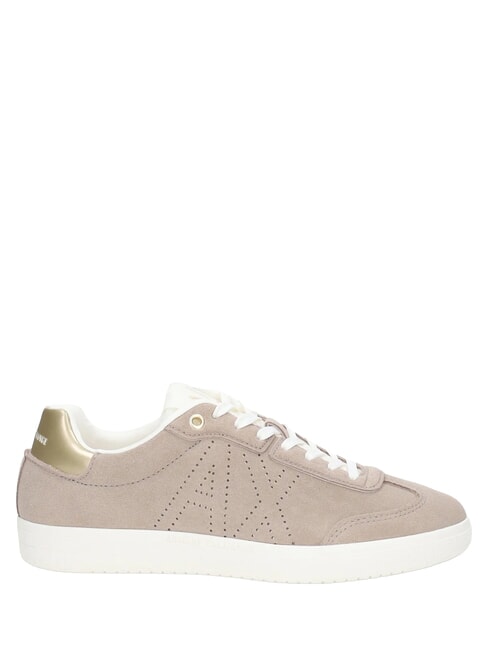 BEA Baskets en cuir &eacute;criture + or p&acirc;le - Chaussures Femme