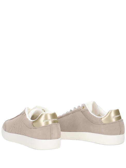 BEA Baskets en cuir &eacute;criture + or p&acirc;le - Chaussures Femme