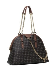 POLLINI HERITAGE Sac bandouli&egrave;re d&ocirc;me avec anses en cha&icirc;ne brun noir - Sacs pour Femme - 3