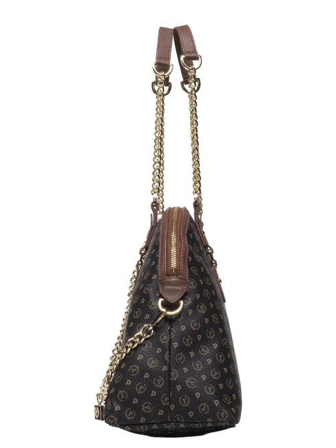 HERITAGE Sac bandouli&egrave;re d&ocirc;me avec anses en cha&icirc;ne brun noir - Sacs pour Femme